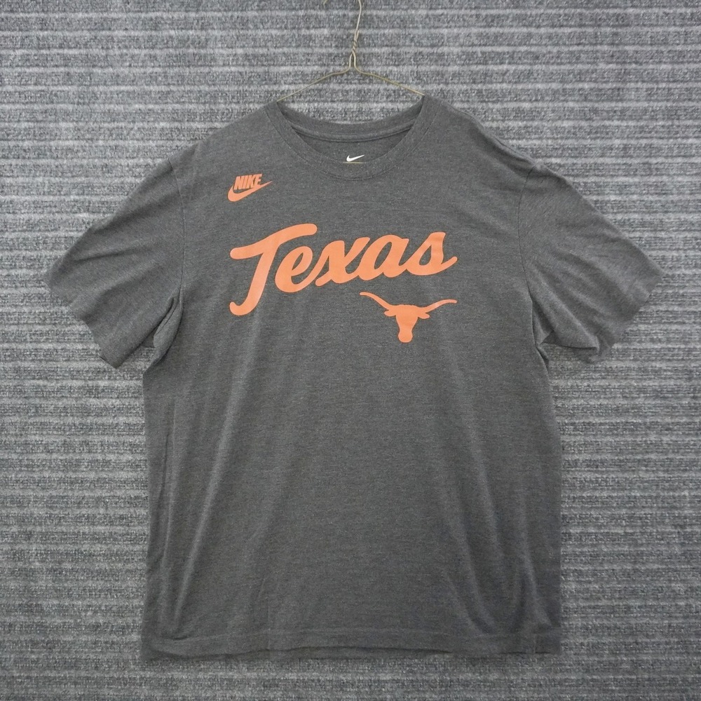 Nike Texas Longhorns T-Shirt Mens Large Grey Orange Graphic Short Sleeve Tee